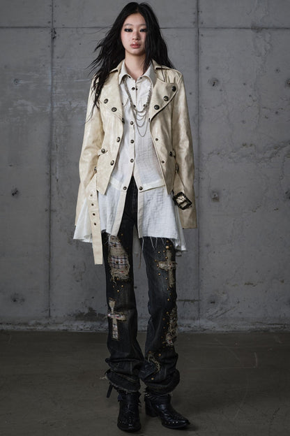 Distressed Straight Slim Jeans