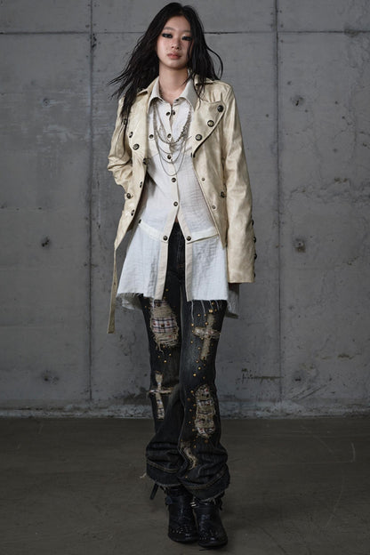 Embroidery Deconstructed  Short Leather Jacket