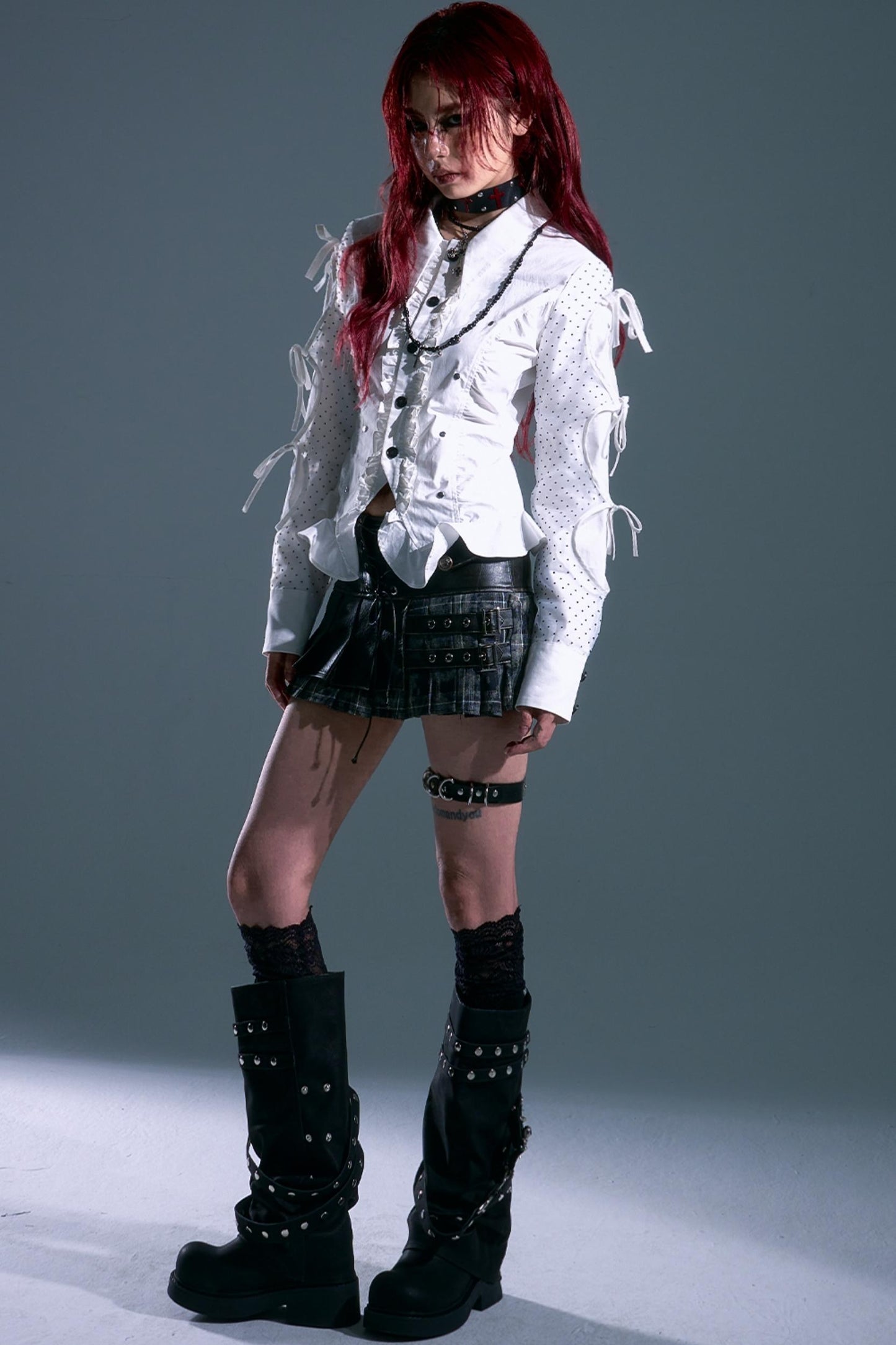 Punk Vintage Leather Pleated A-Line Skirt