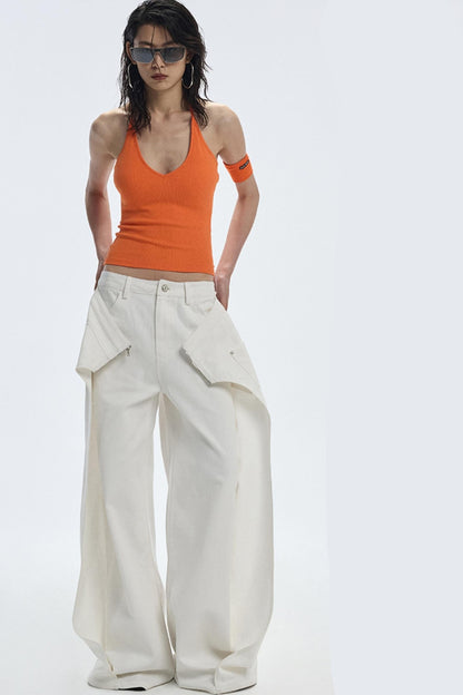 Design Two-Piece Zip-Up Wide-Leg Jeans