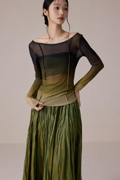 Slim Fit Gradient Mesh Tee