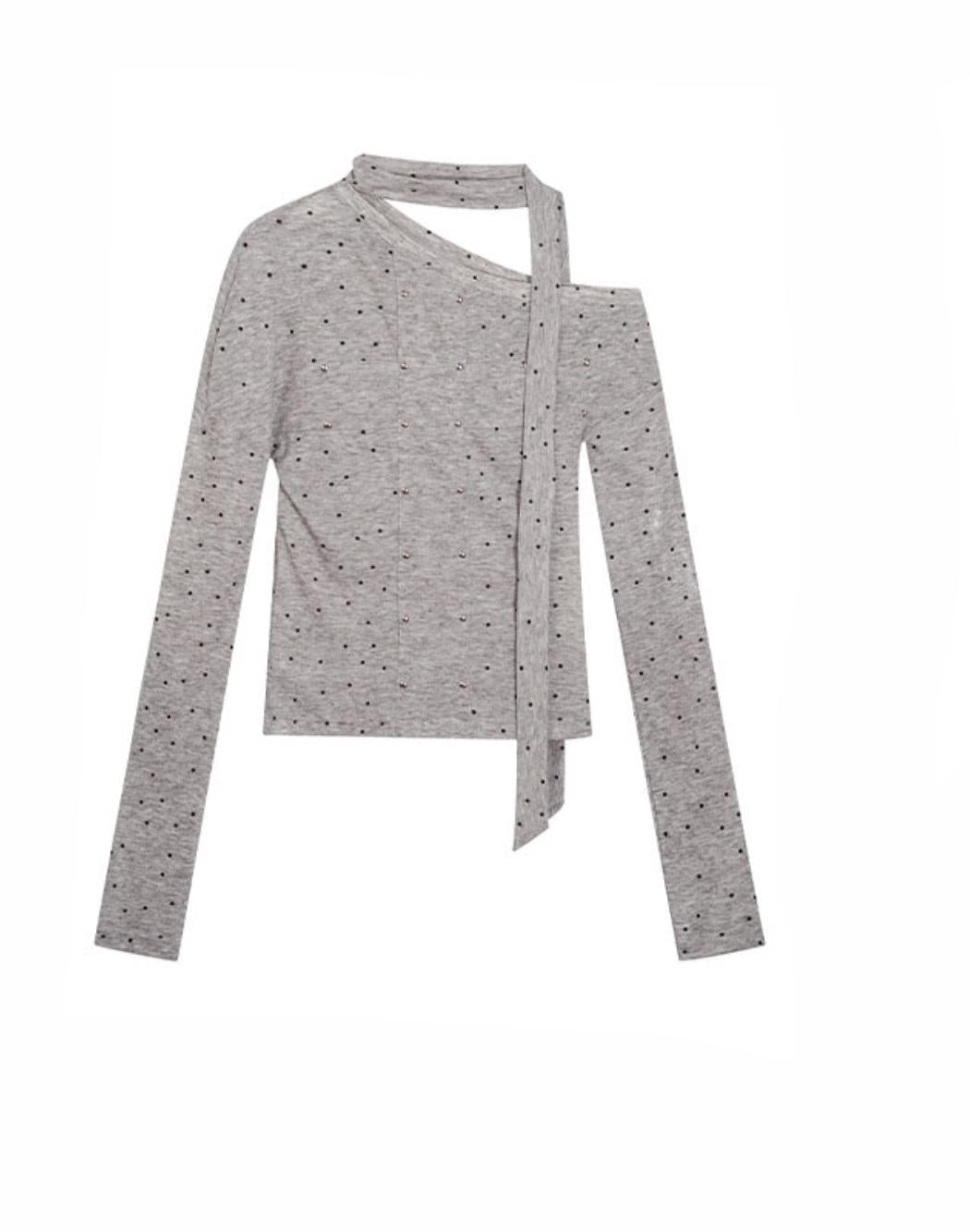 Cross-Print Knit Long Sleeve T-Shirt