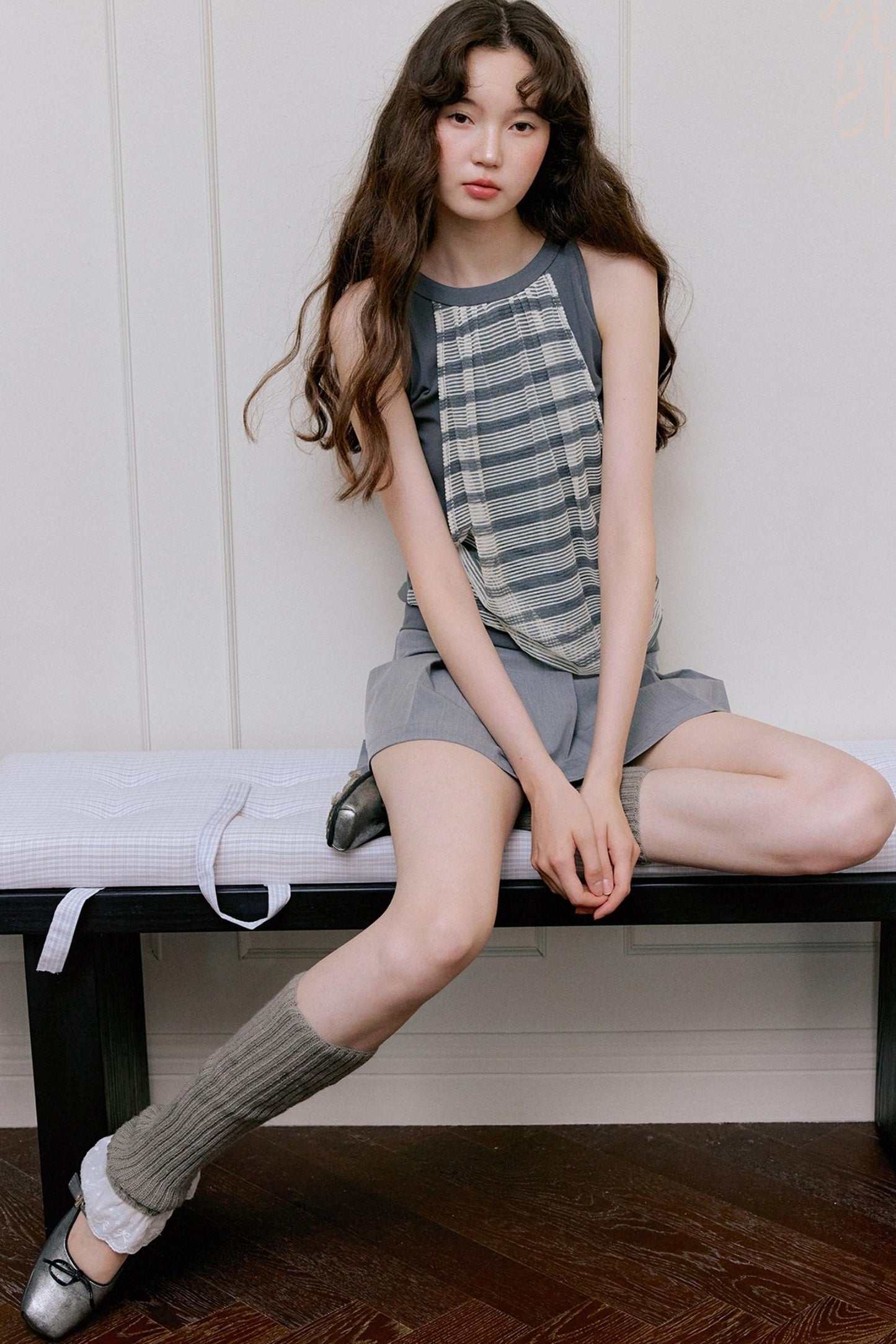 Gray-Pink Striped Camisole Top