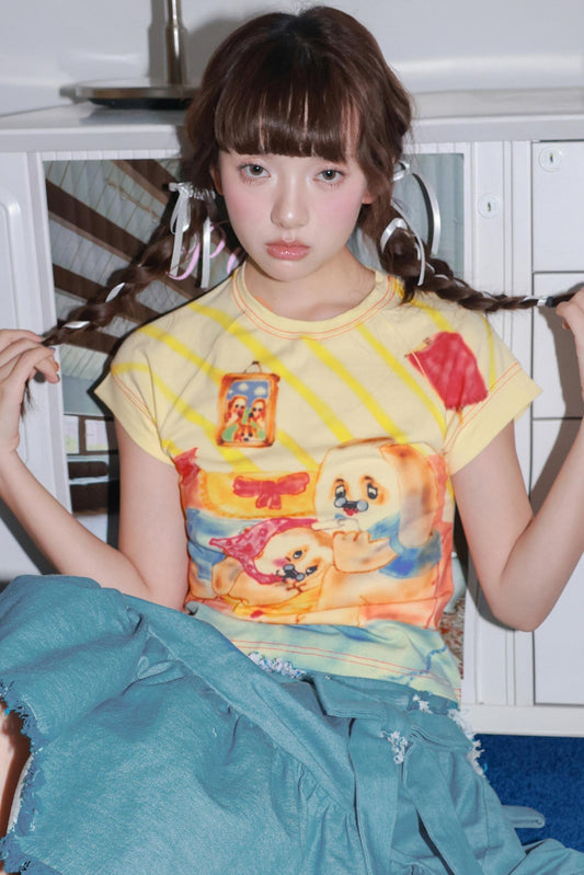 Yellow Warm Dog Home T-Shirt