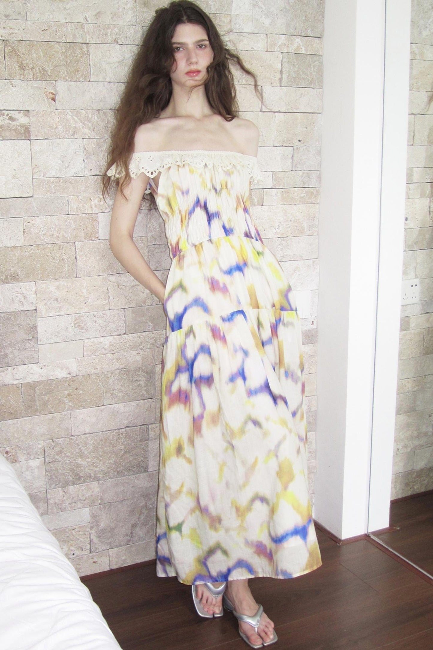 Conservatory Linen Smudge Print Dress