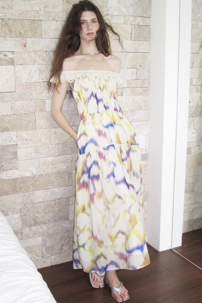 Conservatory Linen Smudge Print Dress