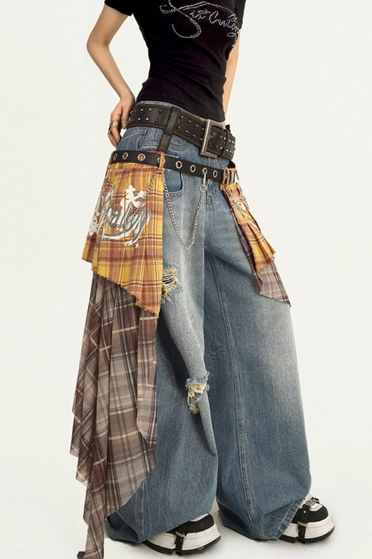 Simple American Style Loose Wash Jeans