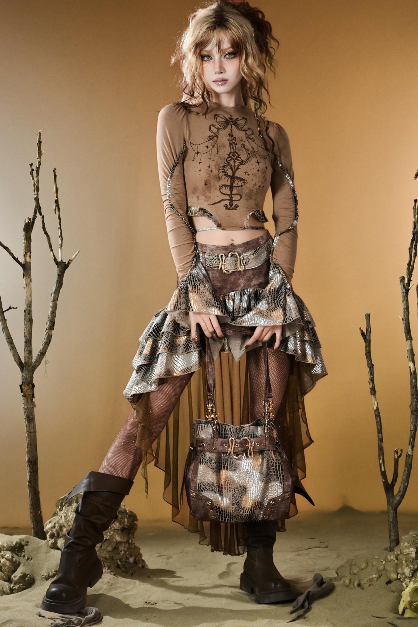 Snake Print Armpit Bag