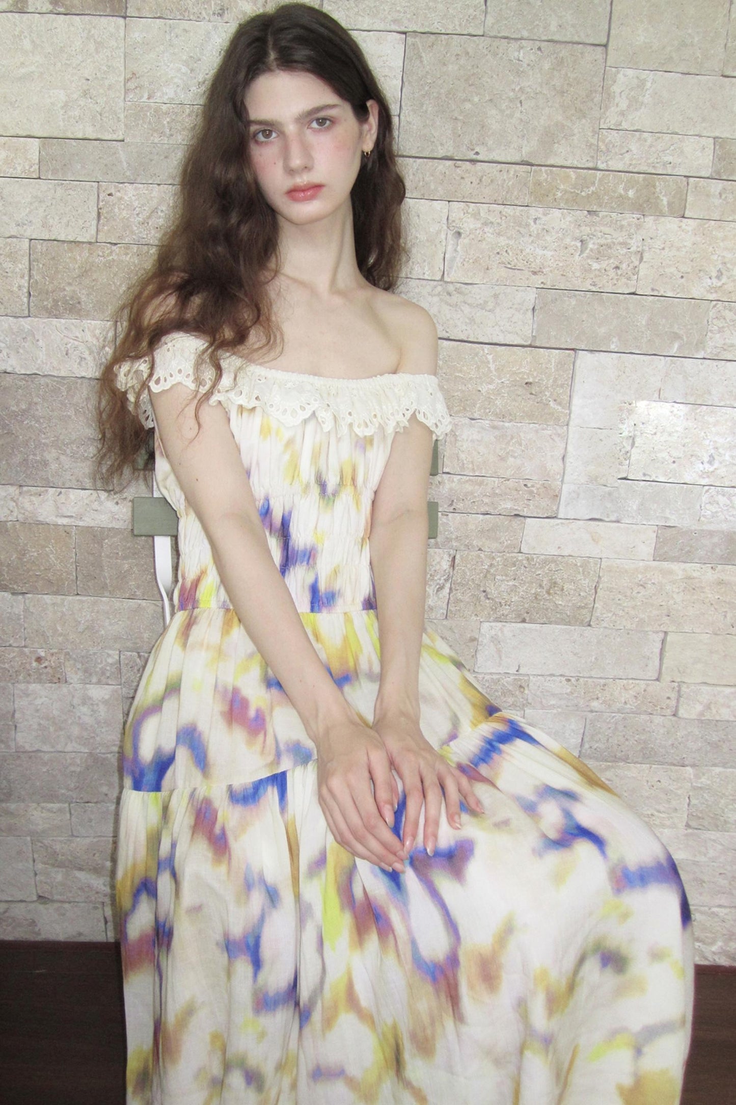 Conservatory Linen Smudge Print Dress