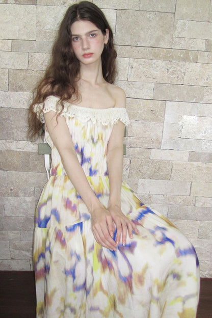 Conservatory Linen Smudge Print Dress