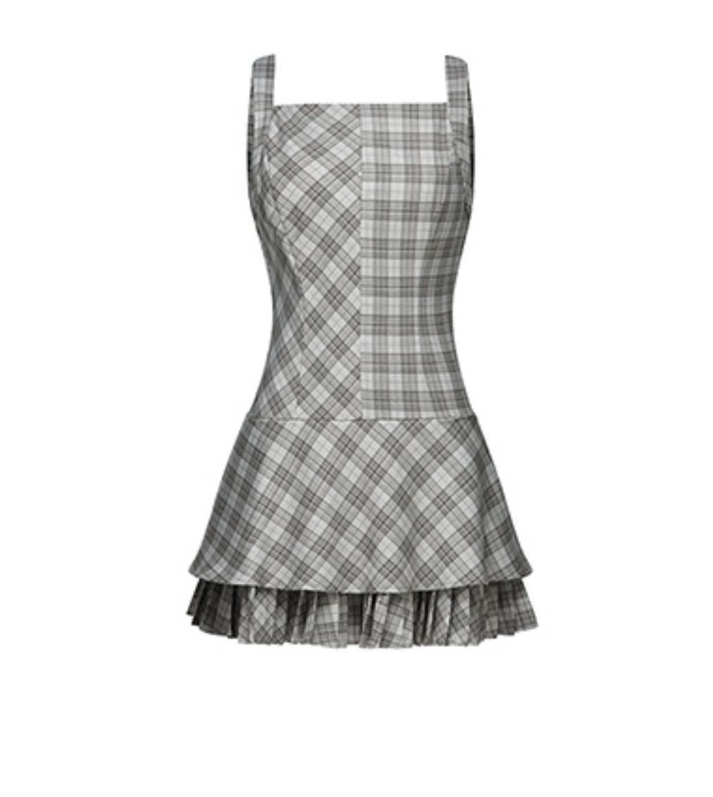 Vintage Checkered Skirt Dress