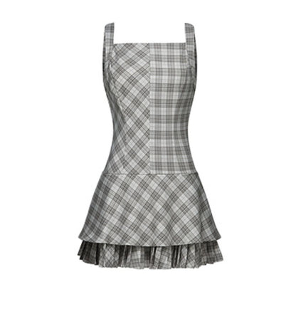 Vintage Checkered Skirt Dress