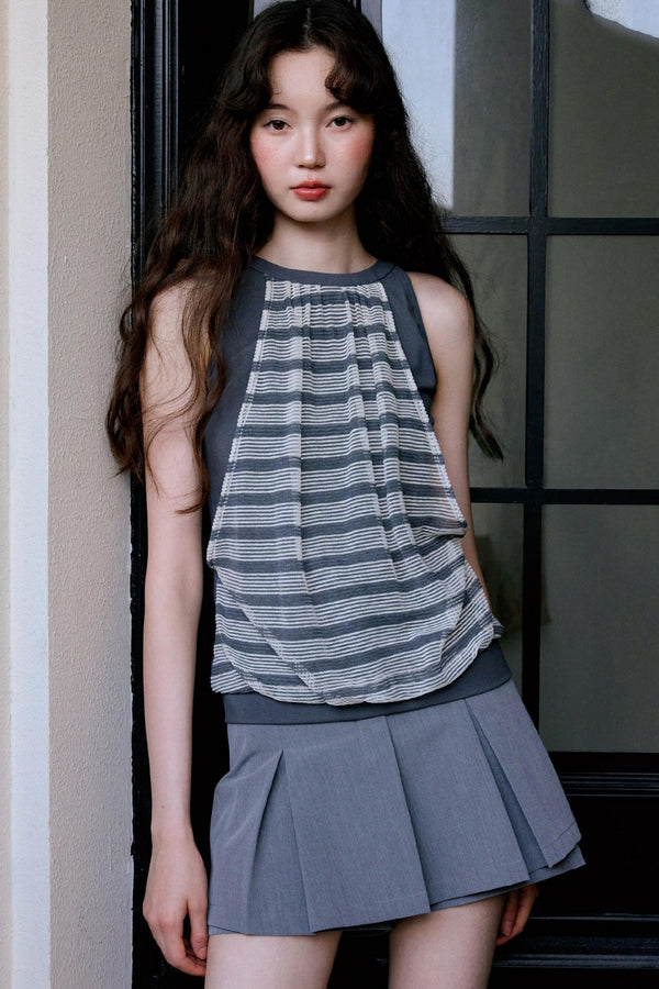 Gray-Pink Striped Camisole Top