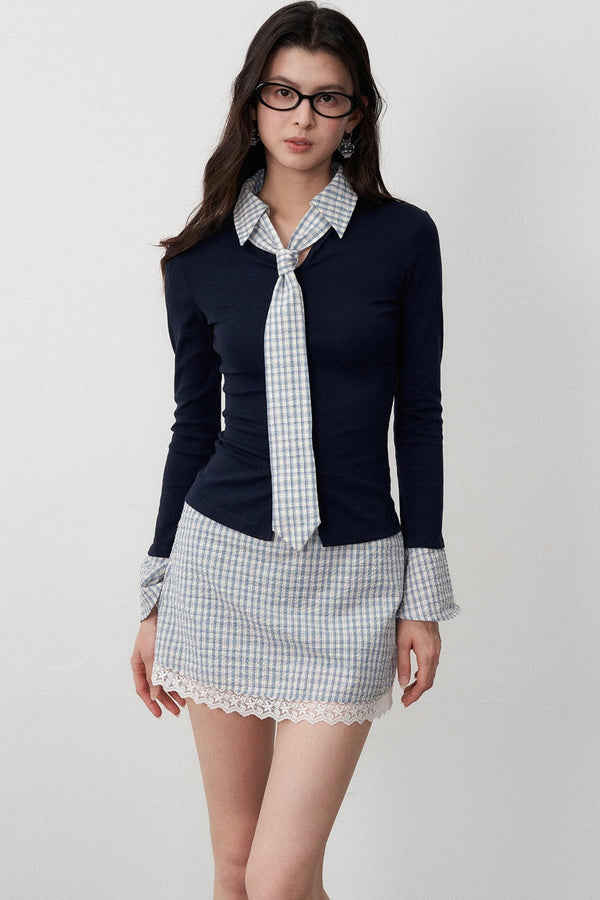 Navel Flowing Slim T-Shirt