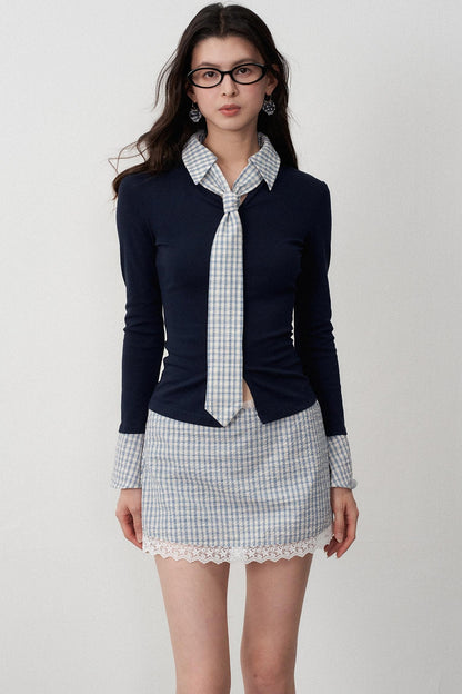 Navel Flowing Slim T-Shirt