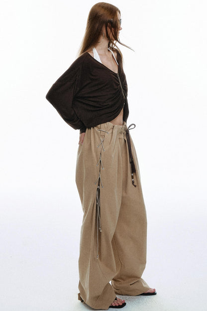 Vintage High-Waisted Cotton Trousers