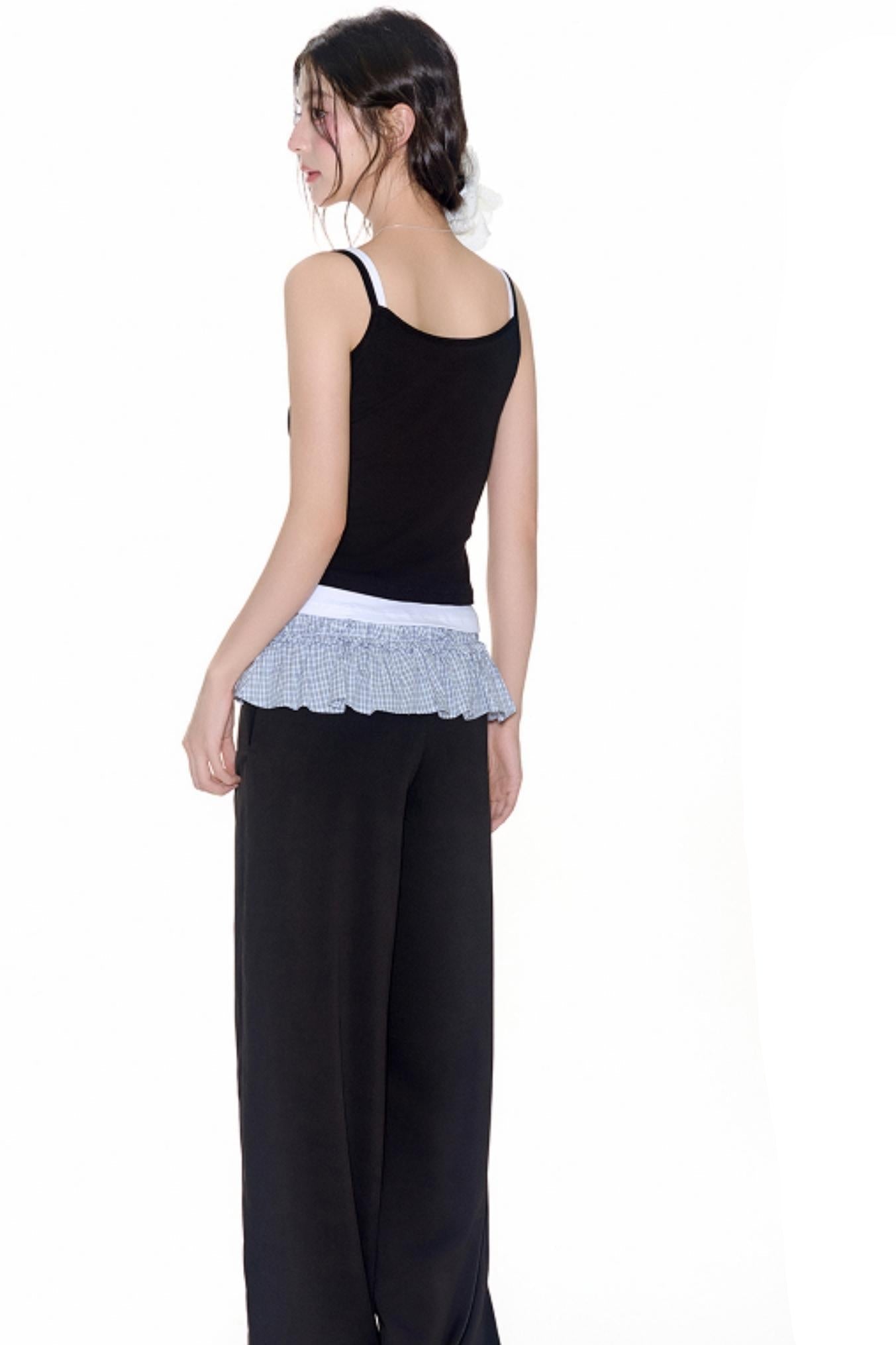 Lace Embroidery Suspender Skinny Vest