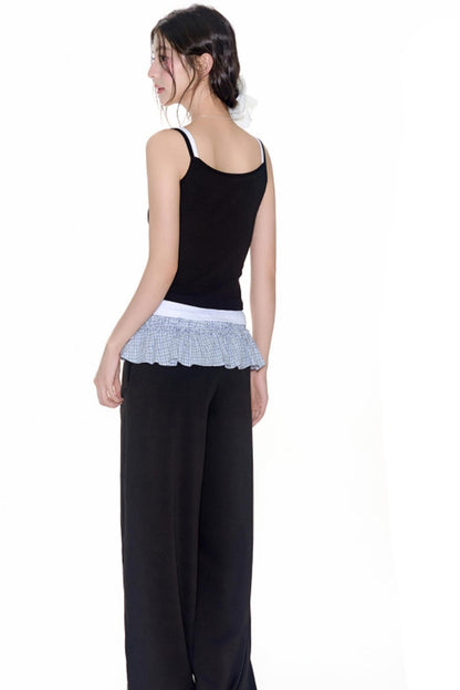 Lace Embroidery Suspender Skinny Vest