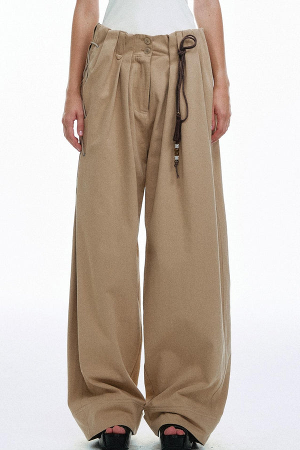 Vintage High-Waisted Cotton Trousers