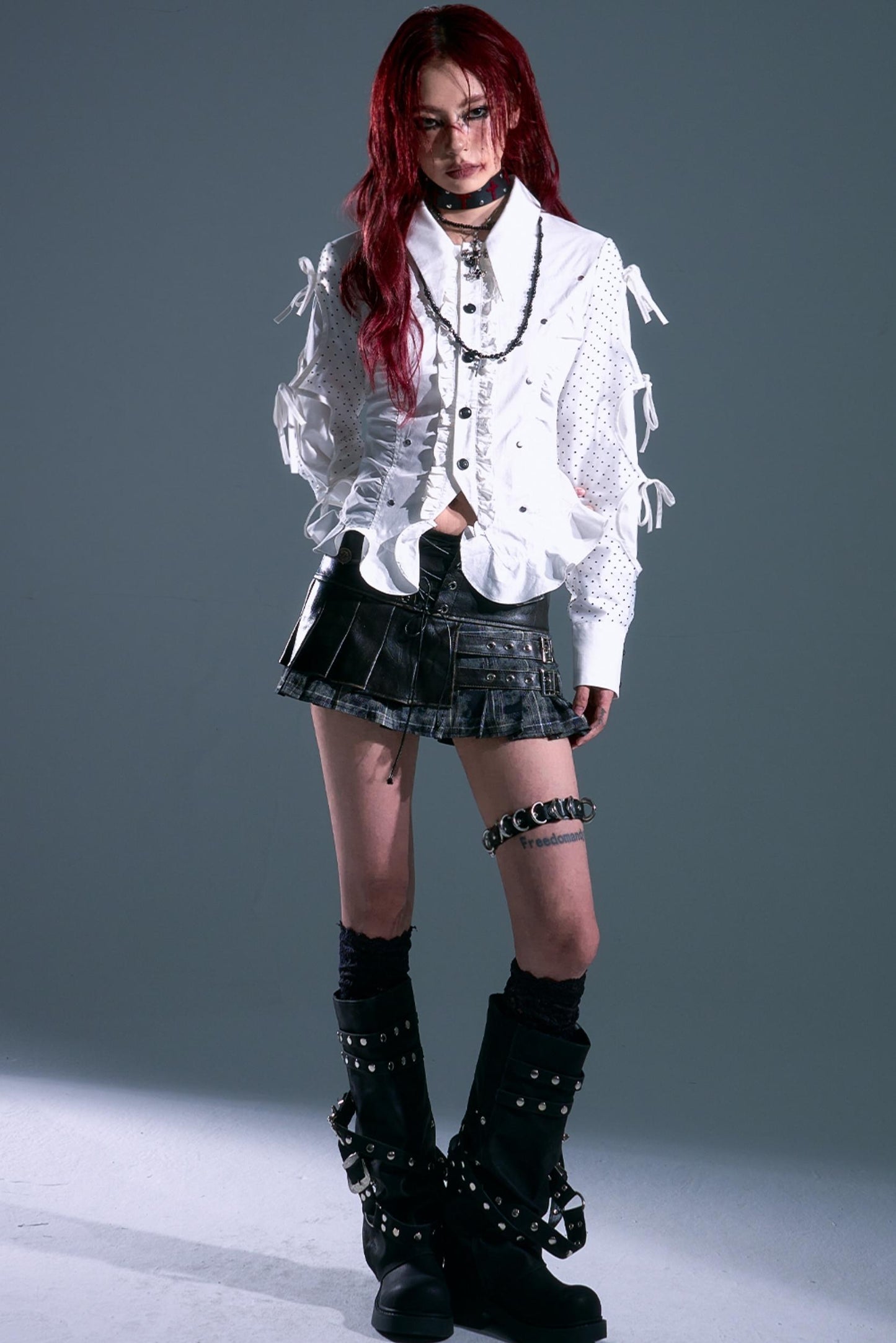 Retro Polka Dot Long Sleeve Shirt