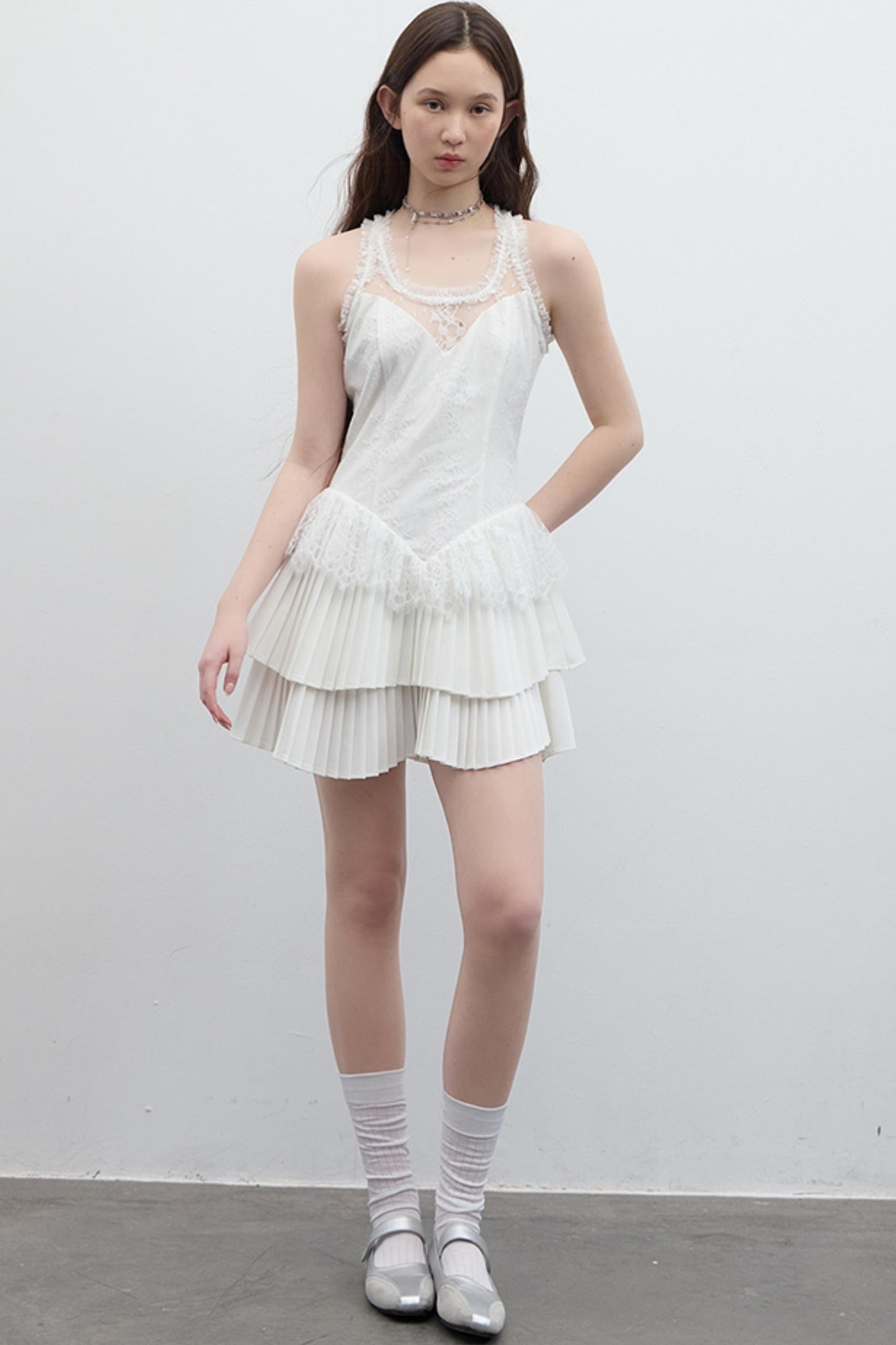 Pleated Bridal Gown Dress