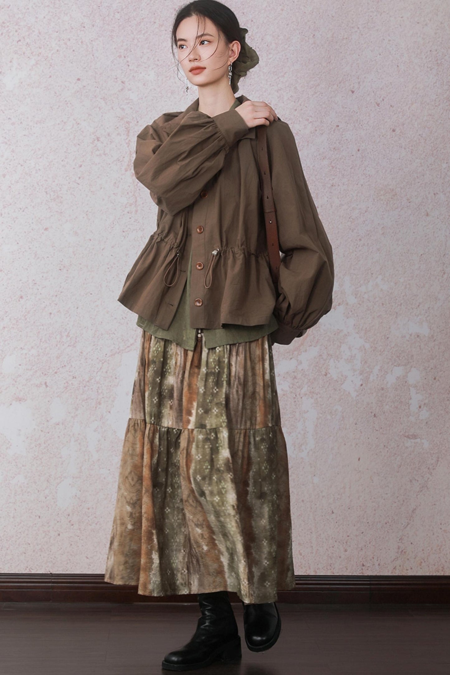 Autumn Amber Brown Blended Skirt