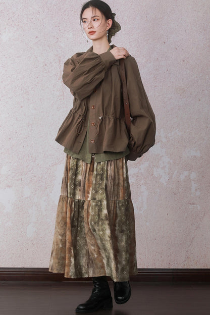 Autumn Amber Brown Blended Skirt