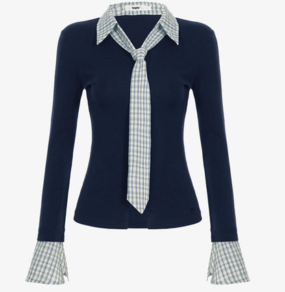 Navel Flowing Slim T-Shirt