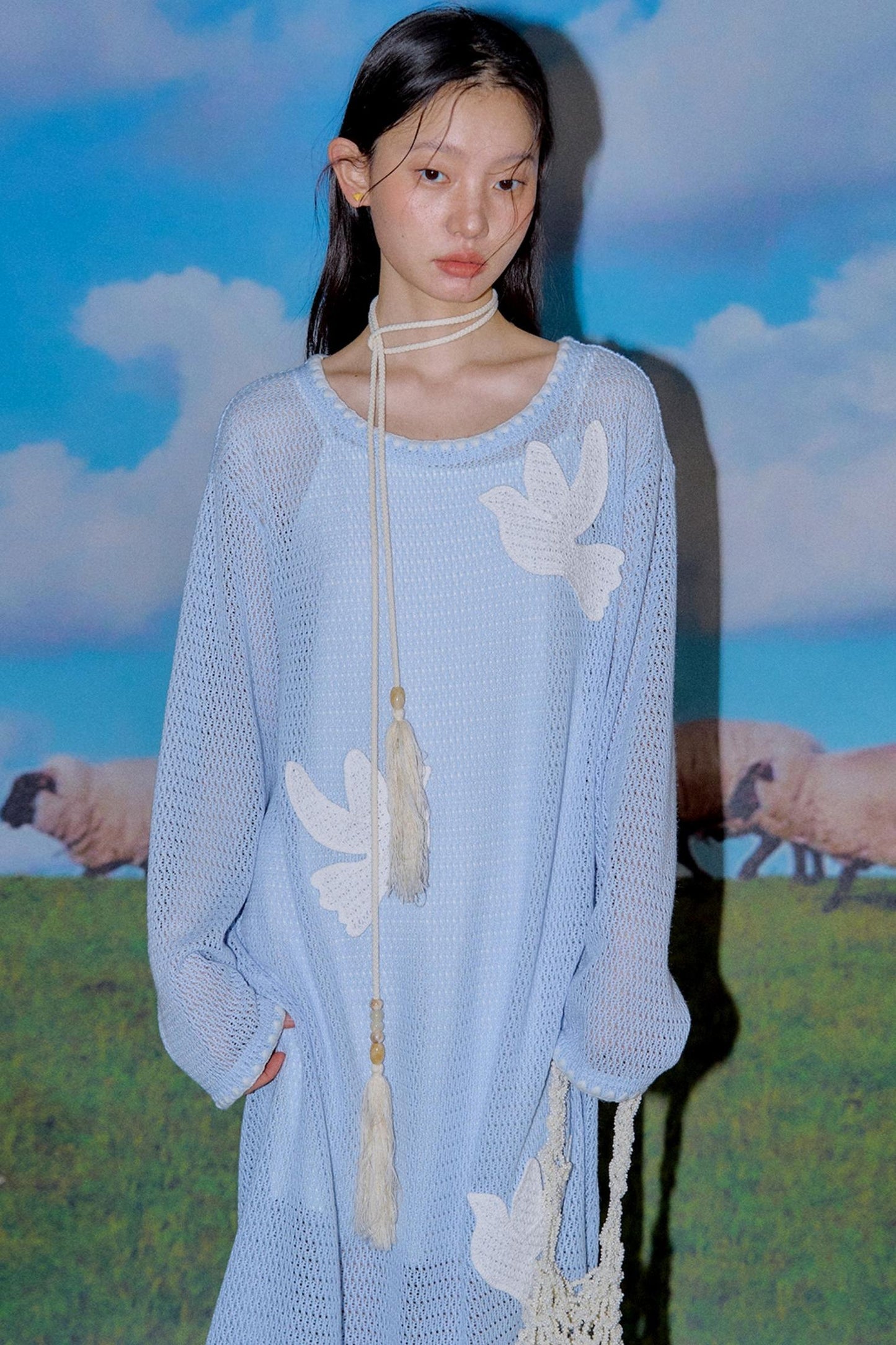 Sea Asuka Embroidered Knit Dress