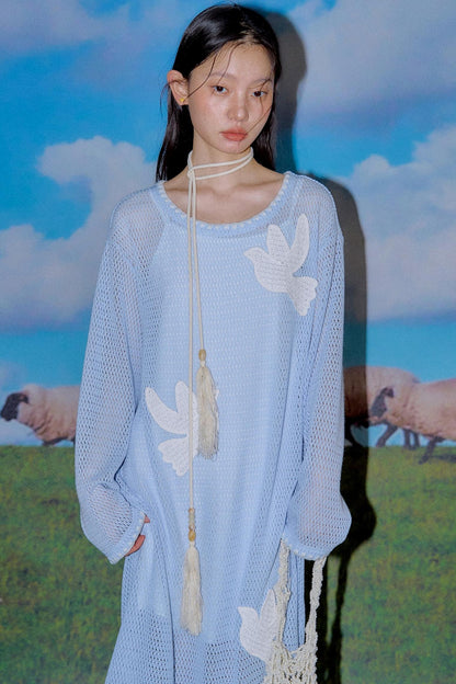 Sea Asuka Embroidered Knit Dress
