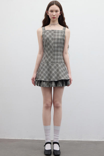 Vintage Checkered Skirt Dress