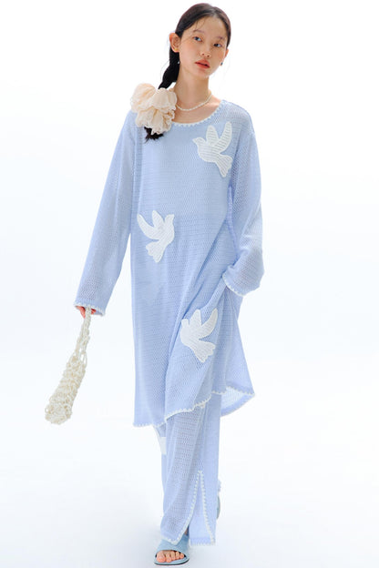 Sea Asuka Embroidered Knit Dress
