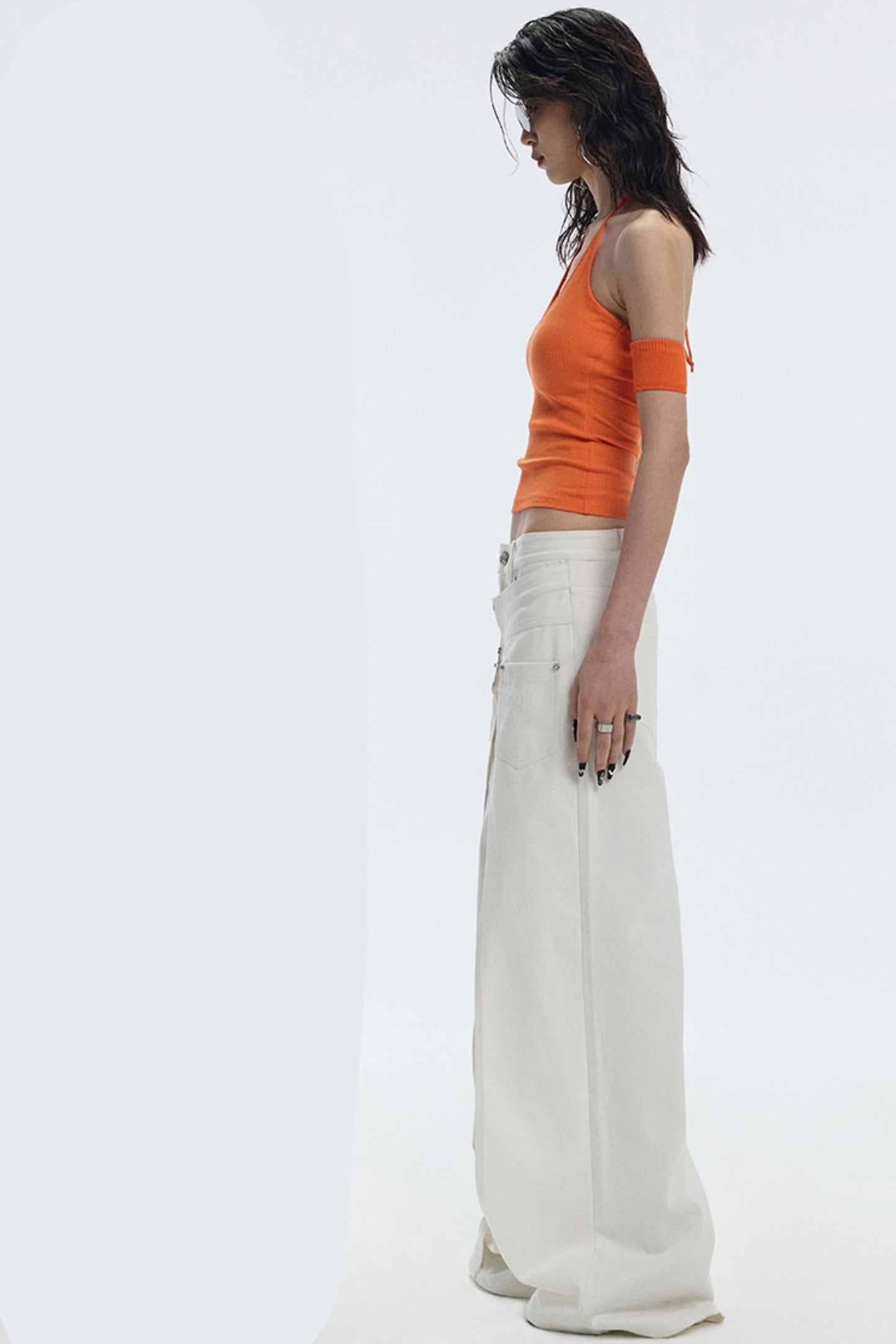 Design Two-Piece Zip-Up Wide-Leg Jeans