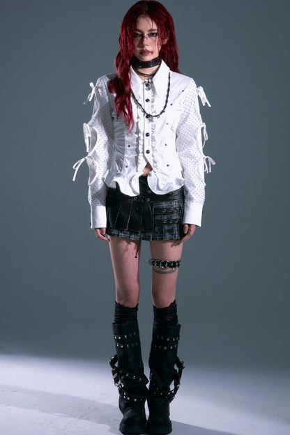 Punk Vintage Leather Pleated A-Line Skirt