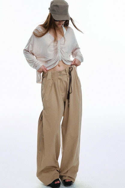 Vintage High-Waisted Cotton Trousers