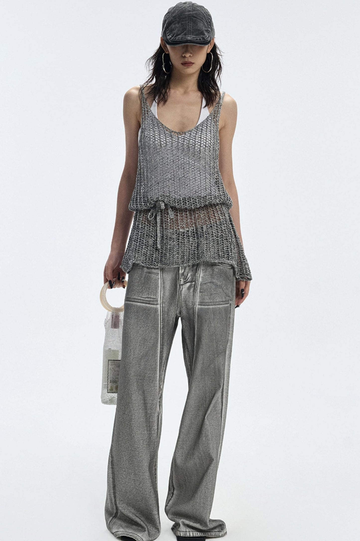 Cut-Out Knit Silk Camisole