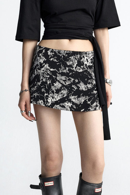 Mottled Jacquard Wrap Skirt