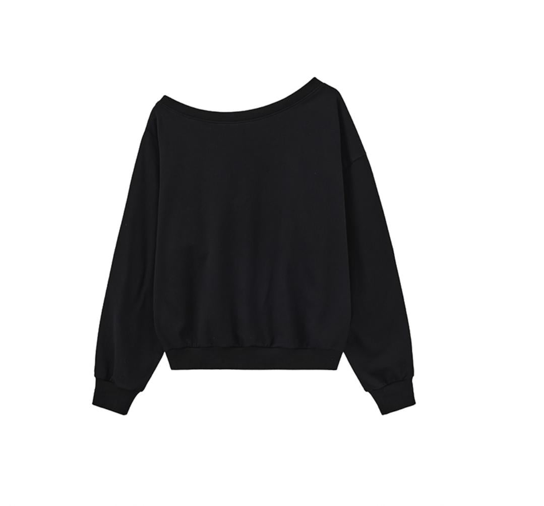 Cotton Slanted Shoulder Sweatshirt