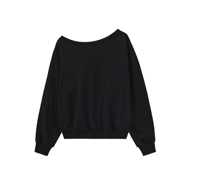 Cotton Slanted Shoulder Sweatshirt