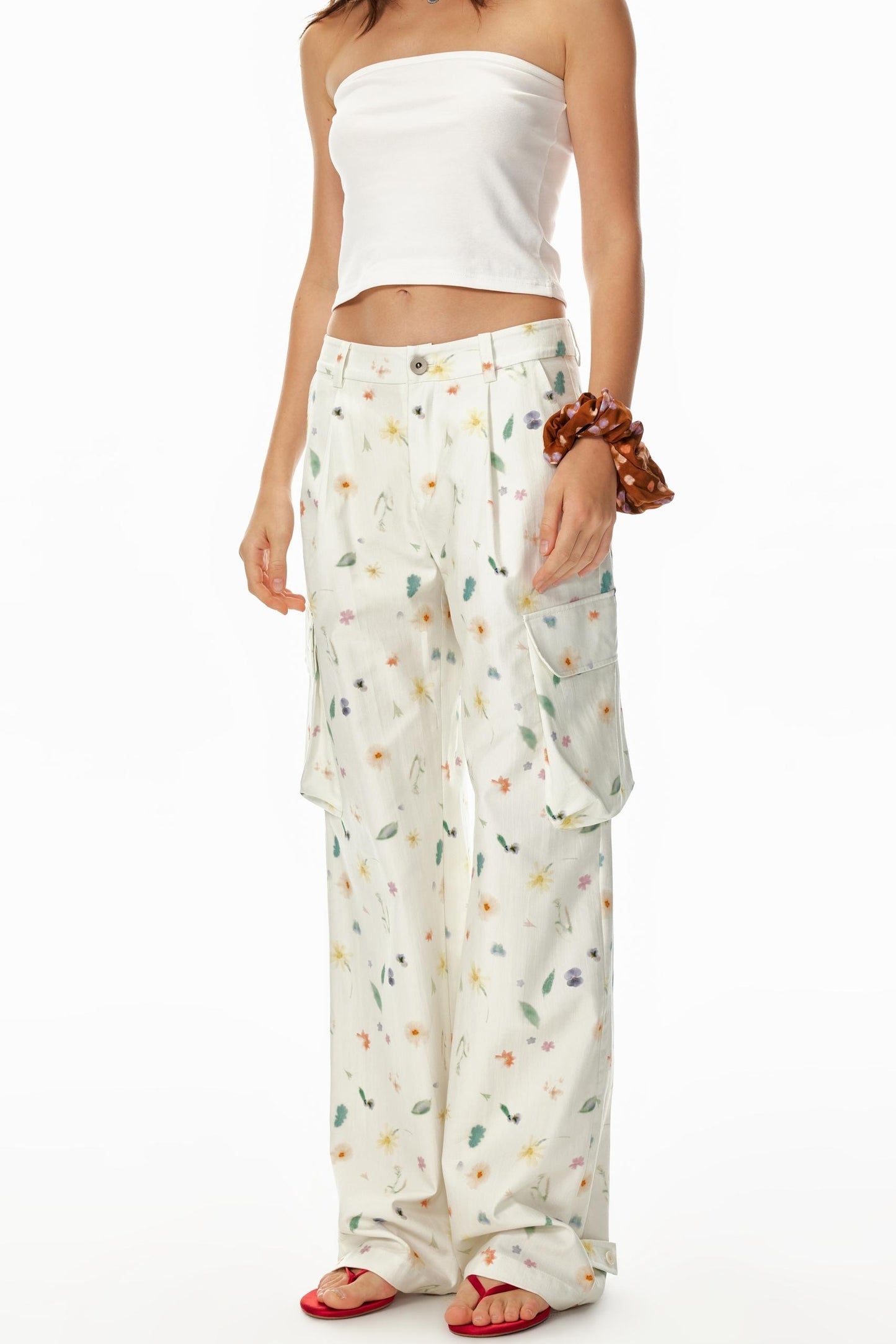 3D Floral Wide-Leg Pants
