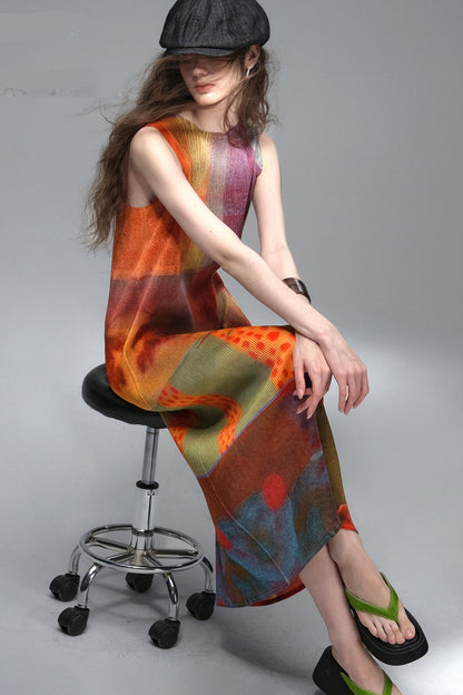 Gypsy Sunset Pleated Dress