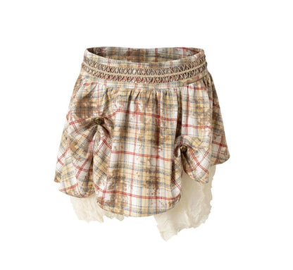 Straight silhouette Plaid Skirt