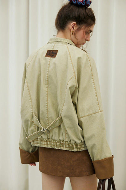 Split Leather Cargo Jacket