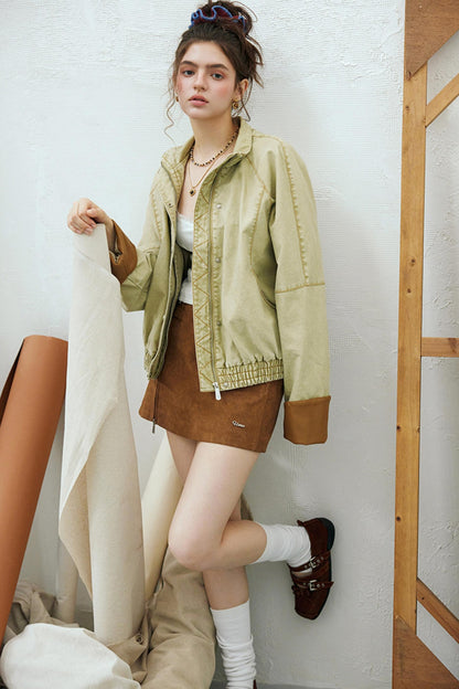 Split Leather Cargo Jacket