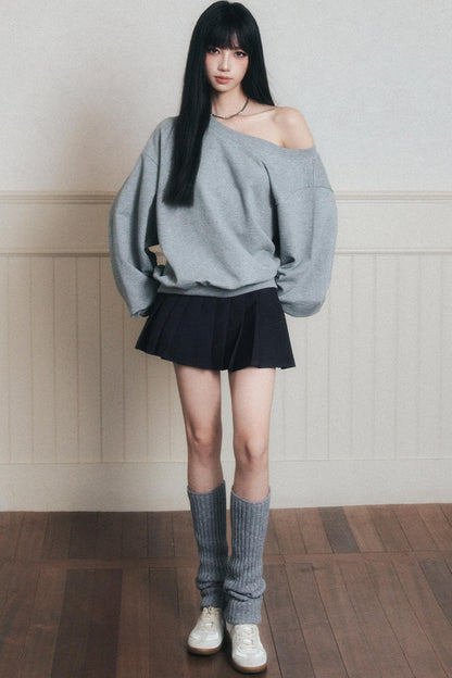 Cotton Slanted Shoulder Sweatshirt