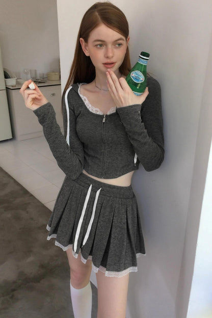 Lace Hooded Cardigan Set-Up