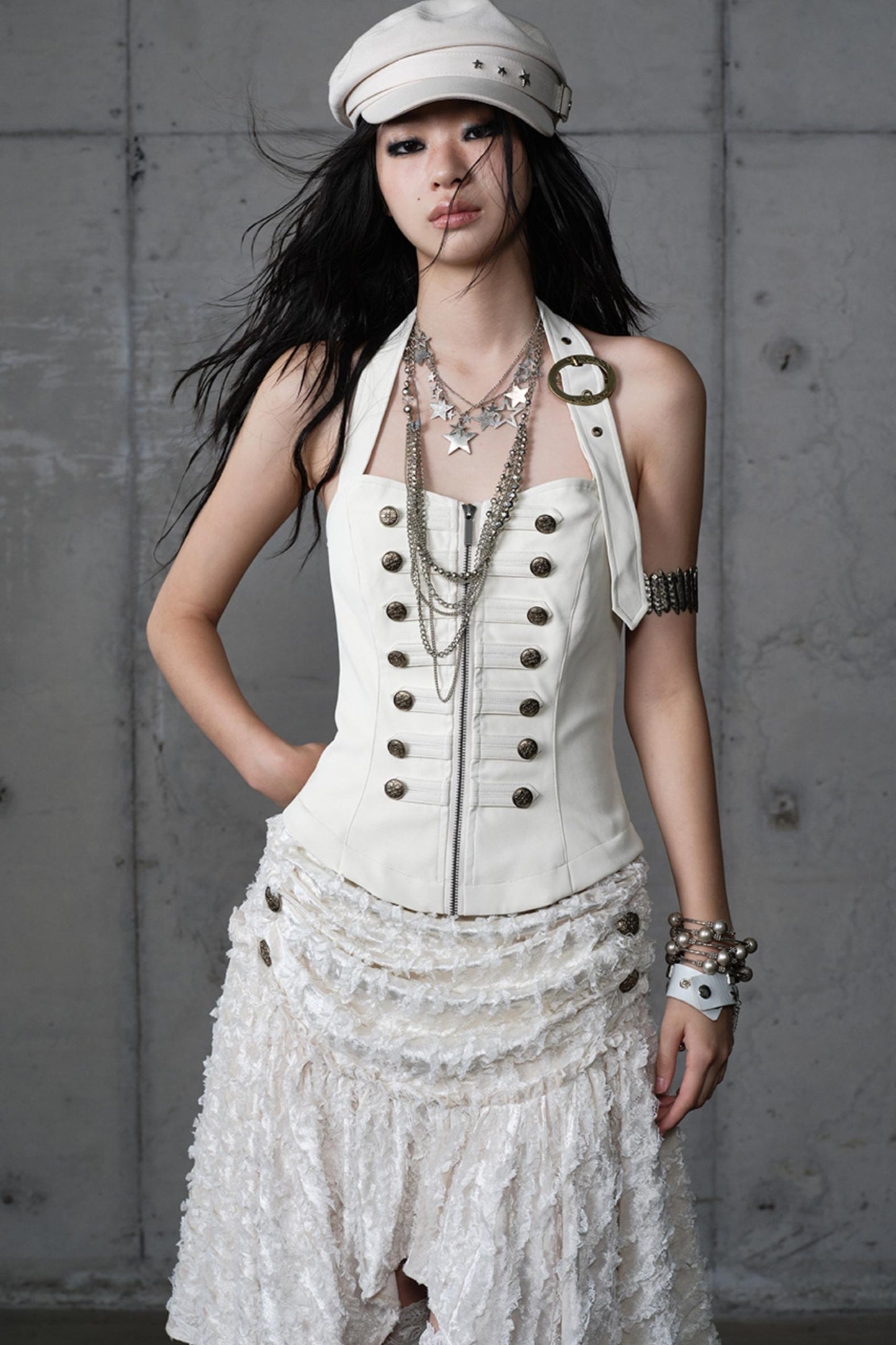 Velvet Irregular Check Bandeau Dress