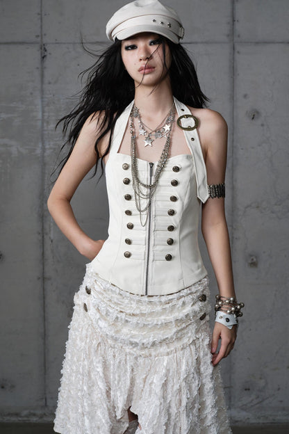 Velvet Irregular Check Bandeau Dress