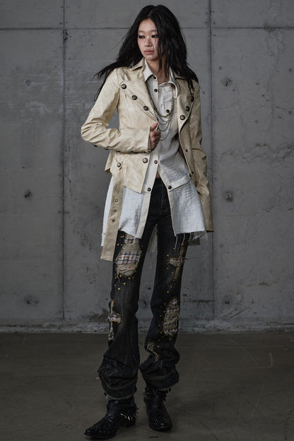 Embroidery Deconstructed  Short Leather Jacket