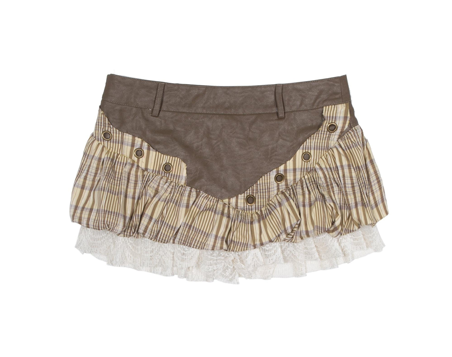 Color-Block Plaid Mini Skirt